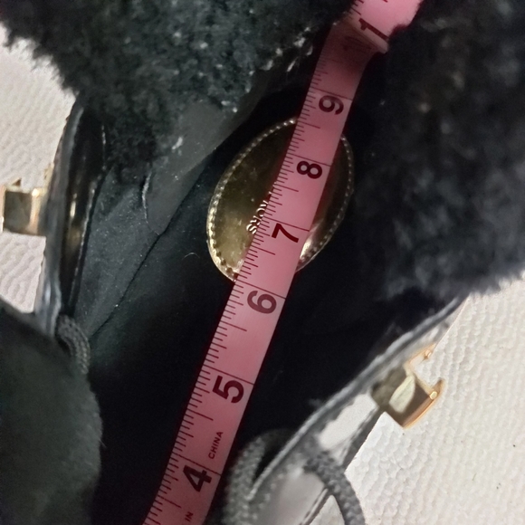 Michael Kors black leather suede wedge high top sneakers lace up gold trim - Picture 10 of 11